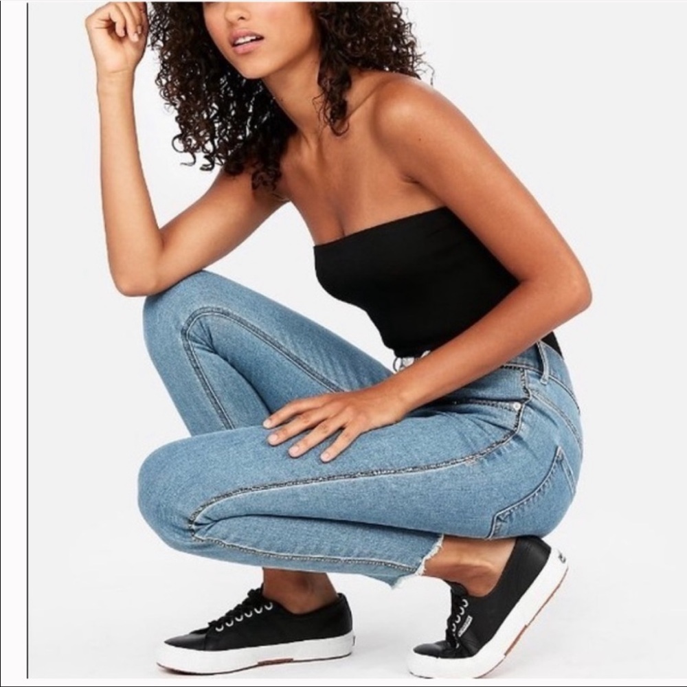 Express Rhinestone / Raw hem jeans